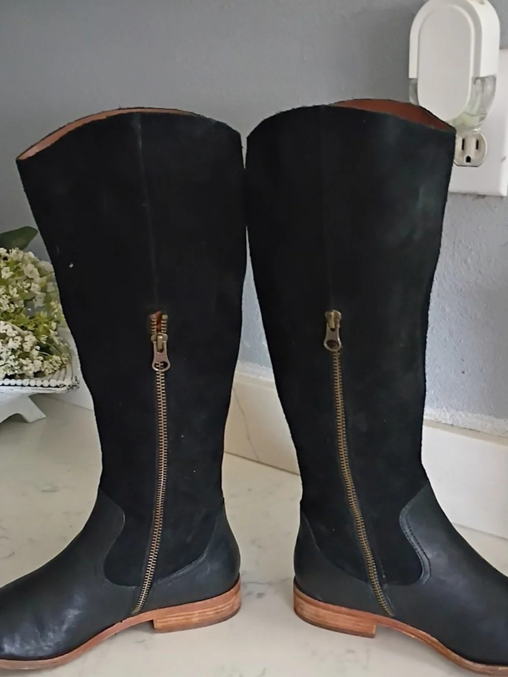 Kork Ease Black Leather & Suede Knee-High Women's Riding Boots